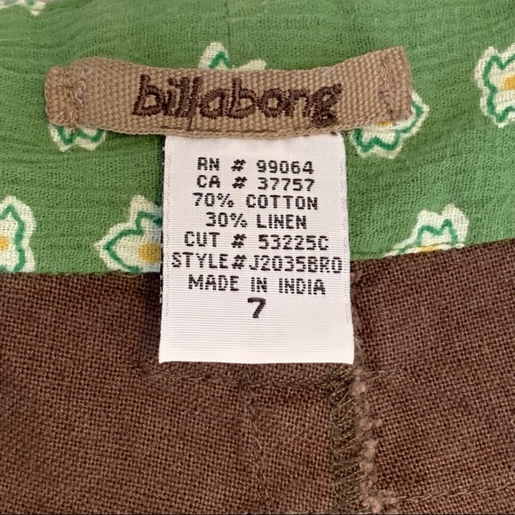 Billabong Brown Linen Blend Button Front Cuffed Shorts, 7 - Picture 14 of 15
